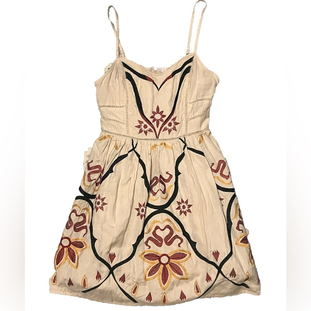 Free People White and Pink Embroidered Mini Dress EUC - Picture 8 of 14